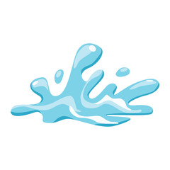 Soft blue water splash with liquid drops. Vector illustration of sea wave.