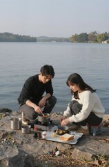 father and son fishing