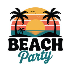Obraz premium Beach party sunset palm tree design
