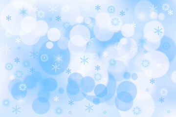Abstract blurred festive delicate winter christmas or Happy New Year background with shiny blue pink and white bokeh lighted stars. Space for your design. Card concept.