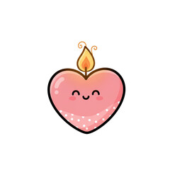 Fototapeta premium Red heart candle of love vector illustration for Valentine's Day design 