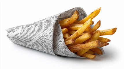 Crispy French fries served in a paper cone with quick snack appeal