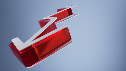 Arrow 3d rendering on blue background