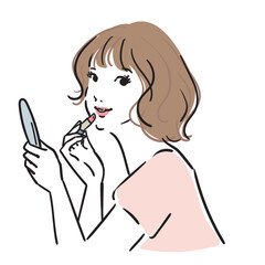 ミディアムヘアの可愛い女性上半身メイク