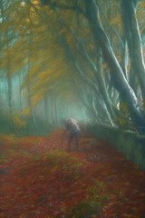 A digital illustration of a landscape photographer taking pictures at Upper Moor, Darwin Forest in the Derbyshire Dales.