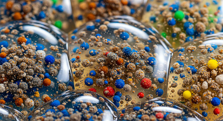 Colorful Spheres Inside Glass Bubbles