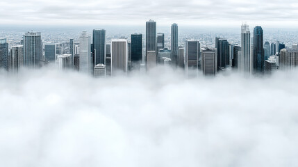 Skyscraper fog skyline cloud city modern highrise architecture