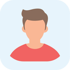 Male user avatar with brown hair on light blue rounded square background simple flat icon