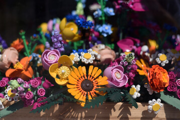Fototapeta premium Warsaw, August 6, 2024. A bouquet made of Lego. 