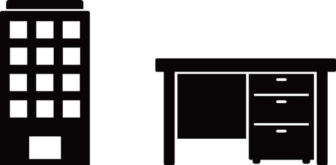 ビル　オフィスデスク　アイコン