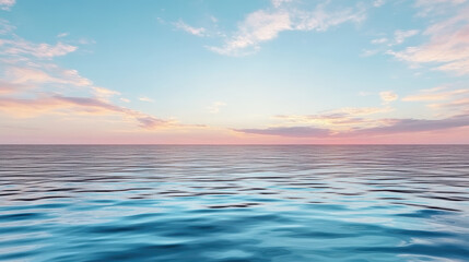 Fototapeta premium Pastel sea horizon glow serene ocean sunset sky calm water reflection