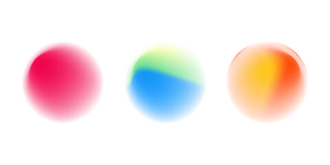 Set color circle gradient noise gradation. Abstract colorful watercolor blur mesh on isolated transparent background. Circle shape png.