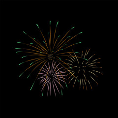 Firework Vector with black background.