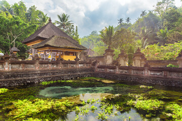 The pond at Tirta Empul Temple in Bali, Indonesia