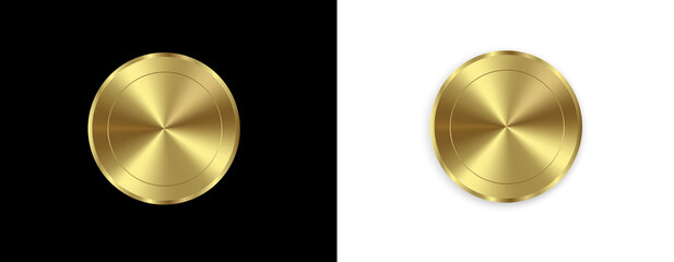 Gold medals with red white blue ribbons, award victory symbol on transparent background.