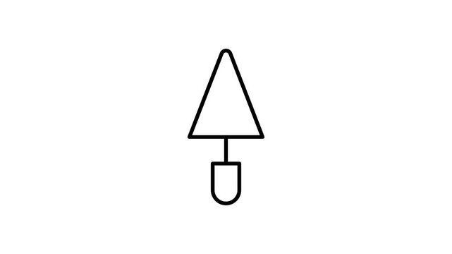 A black and white illustration of a simple triangle shape.