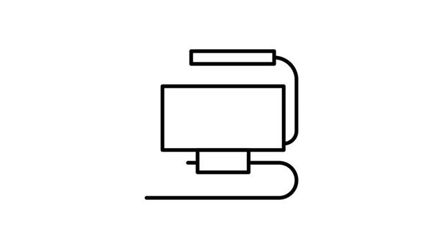  Black and white outline illustration of a computer monitor, showcasing a simple and minimalist design.