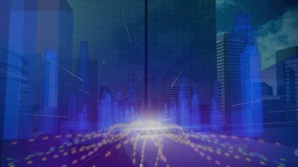 central glow intensifying, drawing light-dots and forming financial icons, visualizing market data - Powered by Adobe