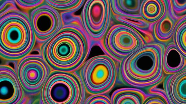 Beautiful abstract trip seamless animation. Hallucinations animation circles