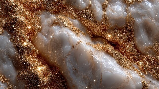 Rich Golden Mineral Texture With Deep Layers And Crystalline Structure &mdash; Luxury Abstract Background For Design