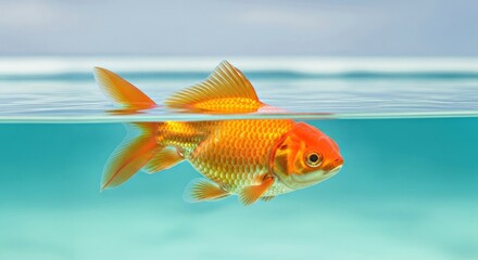 Vibrant Goldfish Splashing and Leaping Out of Water