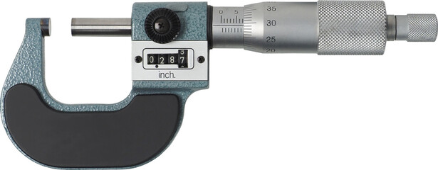 Imperial and metric micrometer isolated on white background