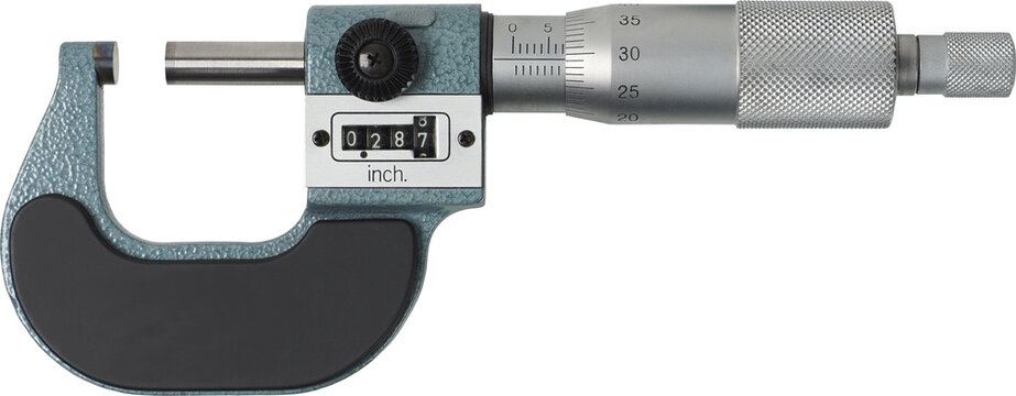 Imperial and metric micrometer isolated on white background