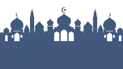 Vector ilustration of a blue mosque with white background