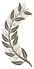 Obraz premium Elegant curved branch with two-tone leaves, vector