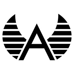 Letter 'a' logo with wings