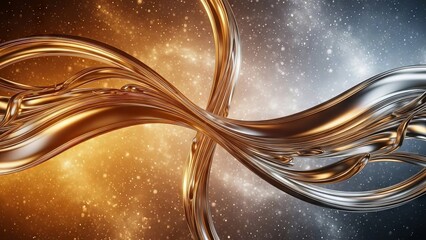 Obraz premium Intertwined Strands of Liquid Gold and Silver Abstract
