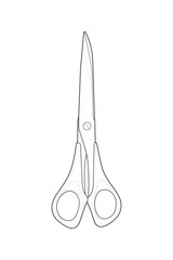Scissors outline vector for cutting tool, office supplies, crafting, DIY design, and stationery icons.
