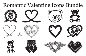 Valentine Day Black Clipart Pack