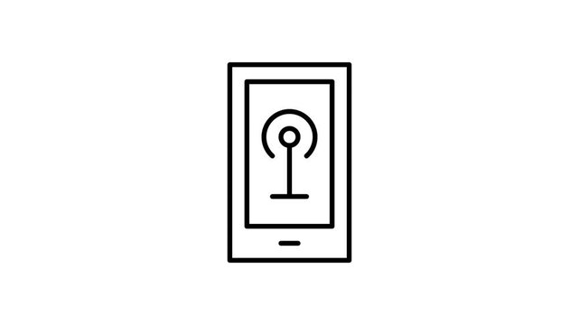 Black and white outline illustration of a cell phone, showcasing its basic shape and features.