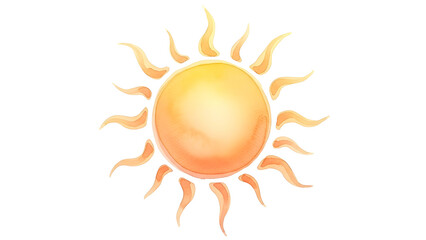 Stylized Sun Illustration &ndash; Watercolor Flame Rays in Warm Gradient PNG