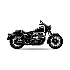 Classic black cruiser motorcycle illustration