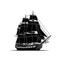 Silhouette of a majestic tall ship with full sails © Samiya