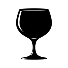 Black silhouette of a wine glass or goblet isolated on white background
