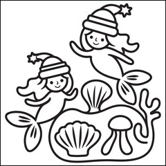 christmas bold and easy black and white coloring pages for adults.