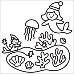 christmas bold and easy black and white coloring pages for adults.