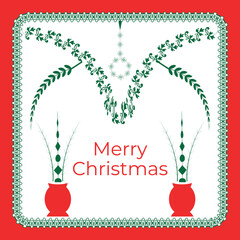 Merry Christmas Decorative Greeting Card with Festive Foliage