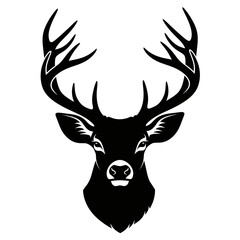 Fototapeta premium Black silhouette of a deer head with antlers