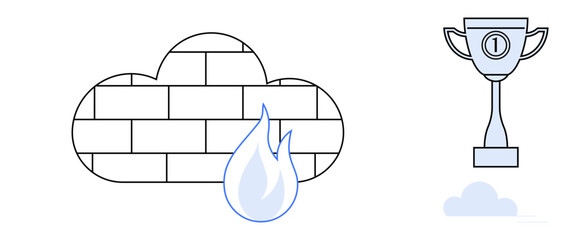 Cloud firewall security. Cloud firewall protecting systems from online threats. Firewall ensuring secure data flow and reliable transactions. For cybersecurity, IT systems, online safety, secure