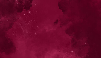 Red Cosmic Nebula Watercolor Space Background © Aquarium