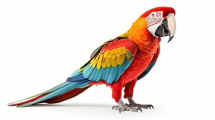 Obraz premium Eight month old Blue and yellow Macaw in front of a white background