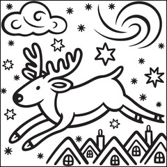 christmas bold and easy black and white coloring pages for adults.
