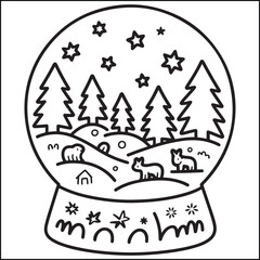 christmas bold and easy black and white coloring pages for adults.