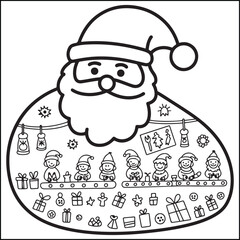 christmas bold and easy black and white coloring pages for adults.