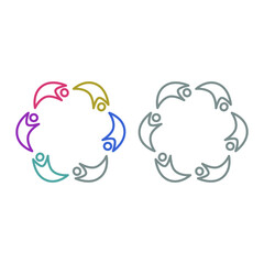 COLORFUL PEOPLE IN CIRCLE TEAMWORK SIGN SYMBOL LOGO VECTOR