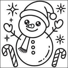 christmas bold and easy black and white coloring pages for adults.